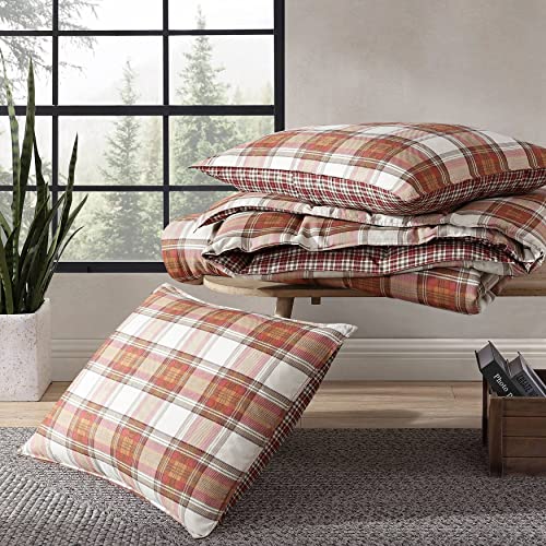 Eddie Bauer - King Comforter Set, Reversible Alt Down Bedding with Matching Shams, Breathable Home Decor for All Seasons (Edgewood Red/Beige, King)