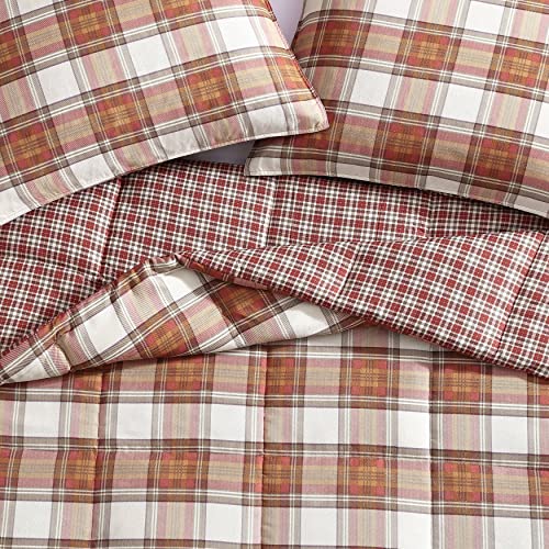 Eddie Bauer - King Comforter Set, Reversible Alt Down Bedding with Matching Shams, Breathable Home Decor for All Seasons (Edgewood Red/Beige, King)