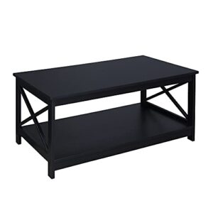 convenience concepts oxford coffee table with shelf, black