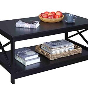 Convenience Concepts Oxford Coffee Table with Shelf, Black