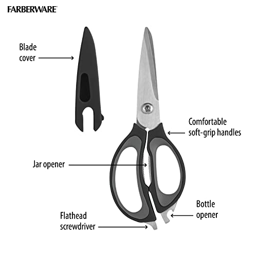 Farberware 4-in-1 Kitchen Shears, 2-Piece, Black and Gray