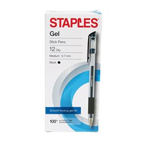 STAPLES 501955 Gel Stick Pens Medium Point Black Dozen (11246-Cc)