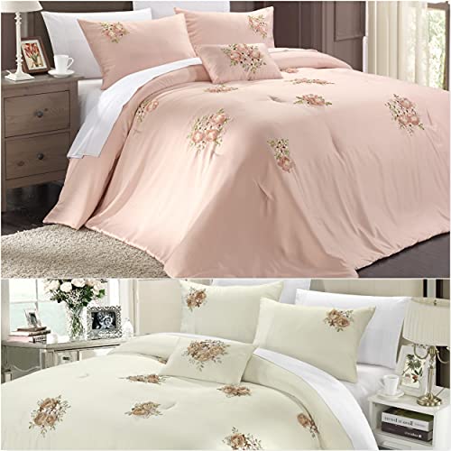 Chic Home Rosetta 5-Piece Comforter Set, Queen, Pink