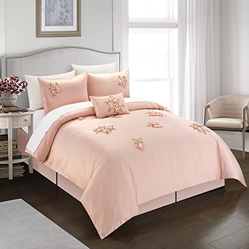 Chic Home Rosetta 5-Piece Comforter Set, Queen, Pink