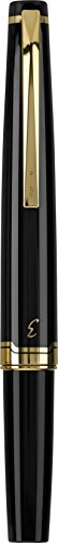 PILOT E95s Fountain Pen, Black Barrel with Gold Accents, Fine Nib, Blue Ink (60837)