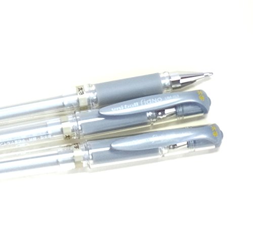 Uni-ball Signo Broad Point Gel Impact Pen Silver Ink, 1.0mm, 3 pens per Pack (Japan import) [Komainu-Dou Original Package]