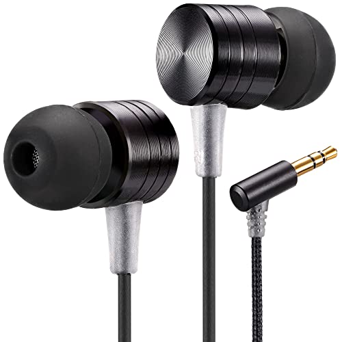 Betron B550 Earphones Wired Headphones in Ear Noise Isolating Earbuds with Bass Driven Sound Tangle-Free Cable 3.5mm Jack (Black)