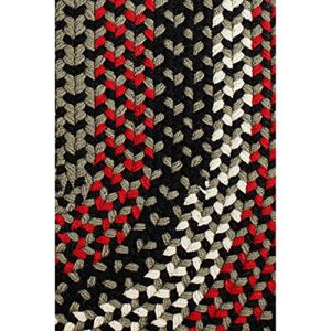 Super Area Rugs Homespun Braided Rug Indoor Outdoor Rug Textured Durable Patio Deck Carpet, Black & Red, 2' X 6' Runner