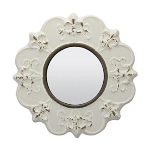 stonebriar decorative 8" antique off white round ceramic accent wall mirror