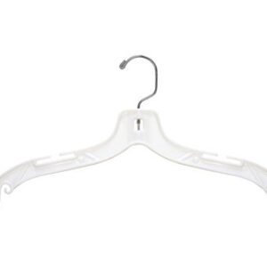 NAHANCO 1505 Plastic Dress Hanger, Middle Heavy Weight, 17", White (Pack of 100)