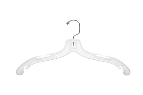 NAHANCO 1505 Plastic Dress Hanger, Middle Heavy Weight, 17", White (Pack of 100)