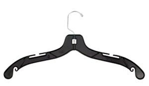 nahanco 2500 plastic shirt/dress hanger with swivel chrome hook, heavy weight, 17", black (pack of 100)