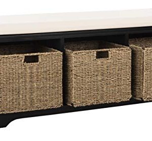 Safavieh Black American Homes Collection Lonan Grey and White Wicker Storage Bench, 0