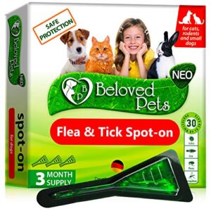 flea and tick prevention for dogs & cats, ferret - natural flea treatment & home pest control - topical flea & mosquito repellent for puppy & kitten - 3 drops for small and extra large pet