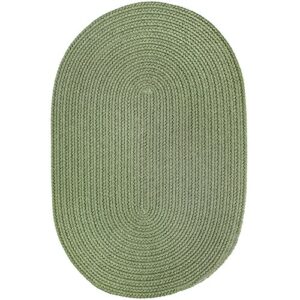 super area rugs maui solid braided rug indoor / outdoor washable reversible carpet, olive green, 2' x 3' oval