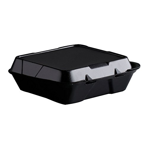 Genpak SN200-3L Black Hinged 9.25 x 9.25 x 3 Foam Container - 200 / CS