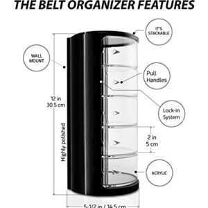 ELYPRO Premium Acrylic Belt Organizer - Sleek, Multi-Functional Storage for Belts, Jewelry, Makeup & Hair Accessories - Transparent, Rotating Drawers, Stackable & Wall-Mountable Design