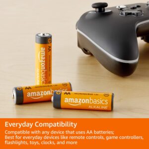 Amazon Basics 48 Pack AA High-Performance Alkaline Batteries, 10-Year Shelf Life, Easy to Open Value Pack