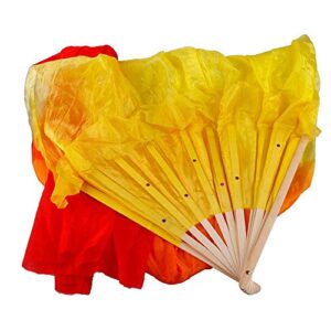 Fashion Colorful 1.5M Hand Made Belly Dance Dancing Silk Bamboo Long Fans Veils