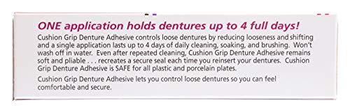 Cushion Grip Thermoplastic Denture Adhesive, 1 oz (Pack of 2) - Refit and Tighten Loose and Uncomfortable Denture [Not A Glue Adhesive, Acts Like A Soft Reline for Denture]