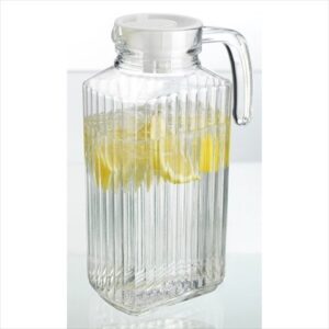 home essentials & beyond glass water fridge pitcher with lid for lemonade, iced tea, milk, cocktails and more clear