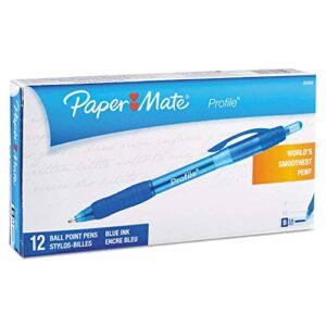 paper mate 89466 profile retractable ballpoint pens, blue, 1-pack, case of 12 pens