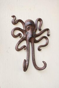 kalaou cast iron wall- coat hook- octopus- 5.5" by 6"