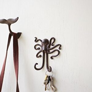 Kalaou Cast Iron Wall- Coat Hook- Octopus- 5.5" By 6"