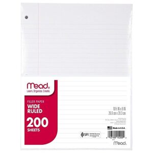 Filler Paper by Mead, Wide Ruled, 200 Sheets (15200), 3 Pack (MEA15200), White