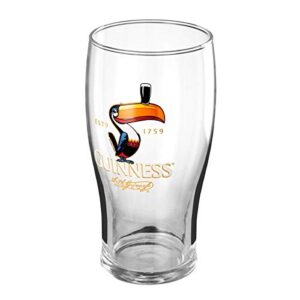 Guinness Toucan Pint Glass, Single Glass | 20oz Pints Drinking Cup | Thick Beer Glasses | Guinness Beer 20 oz Beer Can Glass