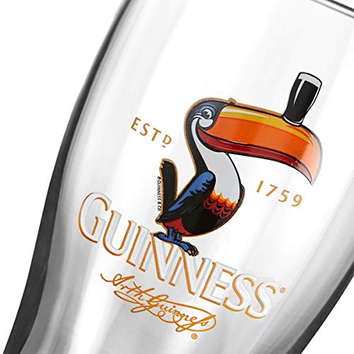 Guinness Toucan Pint Glass, Single Glass | 20oz Pints Drinking Cup | Thick Beer Glasses | Guinness Beer 20 oz Beer Can Glass