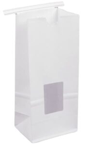 white 1/2 lb. tin tie bakery bag w/square window - 50 pack