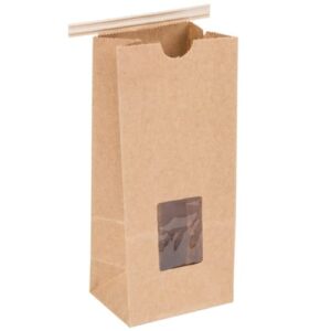 kraft 1/2 lb. tin tie bakery bag w/square window - 50 pack by premium tin ties