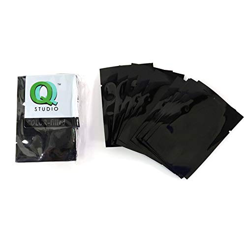 100x Premium Glossy Black Mylar Foil Open Top Pouch + Bonus 15 Bags (4cm x 6cm)