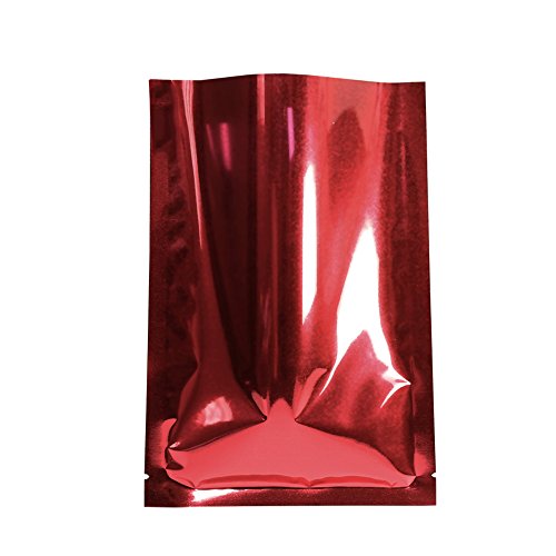 100x Premium Red Mylar Foil Open Top Food Snack Storage Bags (10cm x 15cm)