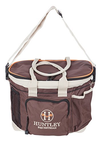 Huntley Equestrian Deluxe Grooming Bag Perfectly Designed Easy Access Multi Pocket Zipper Top Closure Double Handles Shoulder Strap Exterior Pockets - Brown