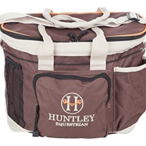 Huntley Equestrian Deluxe Grooming Bag Perfectly Designed Easy Access Multi Pocket Zipper Top Closure Double Handles Shoulder Strap Exterior Pockets - Brown