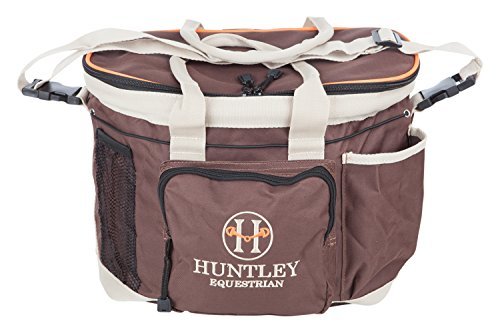 Huntley Equestrian Deluxe Grooming Bag Perfectly Designed Easy Access Multi Pocket Zipper Top Closure Double Handles Shoulder Strap Exterior Pockets - Brown