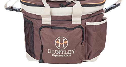 Huntley Equestrian Deluxe Grooming Bag Perfectly Designed Easy Access Multi Pocket Zipper Top Closure Double Handles Shoulder Strap Exterior Pockets - Brown
