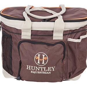 Huntley Equestrian Deluxe Grooming Bag Perfectly Designed Easy Access Multi Pocket Zipper Top Closure Double Handles Shoulder Strap Exterior Pockets - Brown