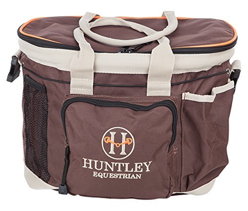 Huntley Equestrian Deluxe Grooming Bag Perfectly Designed Easy Access Multi Pocket Zipper Top Closure Double Handles Shoulder Strap Exterior Pockets - Brown