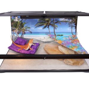 Carolina Custom Cages Reptile Habitat Background, Tropical Beach and Palm Trees, 15.75" x 36"