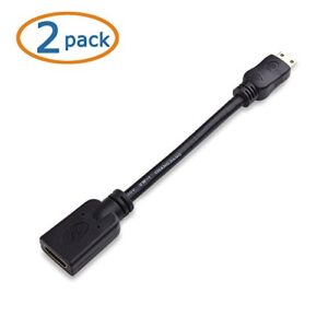 Cable Matters 2-Pack Mini HDMI to HDMI Adapter (HDMI to Mini HDMI Adapter) 6 Inches with 4K and HDR Support for Raspberry Pi Zero and More