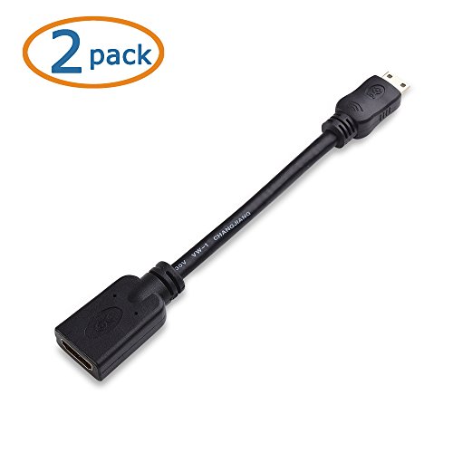 Cable Matters 2-Pack Mini HDMI to HDMI Adapter (HDMI to Mini HDMI Adapter) 6 Inches with 4K and HDR Support for Raspberry Pi Zero and More