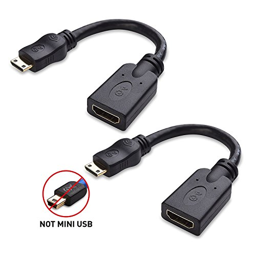 Cable Matters 2-Pack Mini HDMI to HDMI Adapter (HDMI to Mini HDMI Adapter) 6 Inches with 4K and HDR Support for Raspberry Pi Zero and More