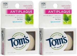 tom's of maine natural waxed antiplaque flat floss, spearmint, 32-yards, pack of 2
