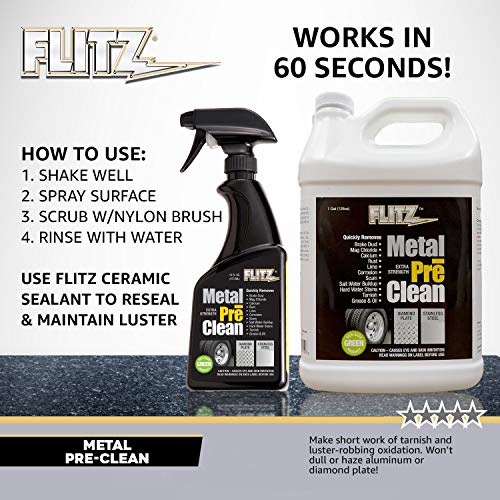 Flitz Industrial Strength Metal Pre Clean to Remove Corrosion, Rust, Calcium, Lime and More, Works in 60 Seconds, 16 Ounce