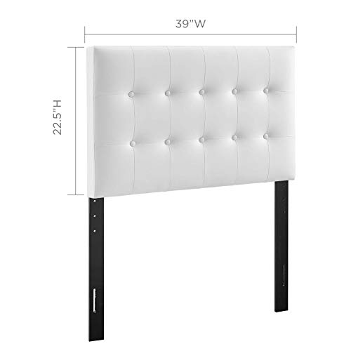Modway Emily Tufted Button Faux Leather Upholstered Twin Headboard in White