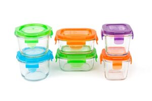 wean green glass baby food storage containers starter set, 12 pieces