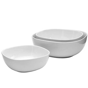 Denmark White Porcelain Chip Resistant Scratch Resistant Commercial Grade Serveware, 3 Piece Serving Bowl Set